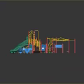 Colorful Children's Playground Structure With Climbing Frames Slides And Platforms