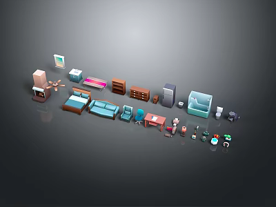 Assorted Home Furniture Including Sofas Beds Cabinets And Tables For Interior Use 3d model