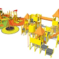 Colorful Outdoor Playground Equipment With Slide Climbing Frame Swing And Rotating Platforms