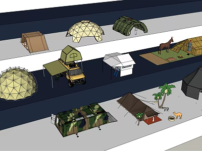 Modern Tent Camping Park Landscape Tent Camping Tent Yurt 3d model