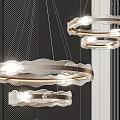 Contemporary Multi Tier Ring Chandelier With Gold Metal Frame And Frosted Glass Panels