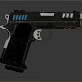 Futuristic Tech Inspired Handgun With Black Grip And Blue LED Accents