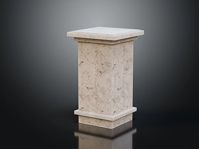 Solid Marble Pillar With Square Top Base And Natural Veined Surface Design 3d model