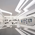 Innovative Showroom Interior Design With Modern Lighting White Black Elements And Exhibits
