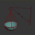 Blue Hanging Bowl With Metal Bracket And Chains For Household Decoration