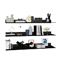 Modern Wall Shelving Display With Inflatable Decorative Models Books And Vases 3d model