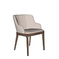 Modern Upholstered Dining Chair With Light Gray Fabric Vertical Stitching And Dark Wood Legs