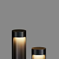Modern Black Metal Outdoor Lights With Column And Wall Mounted Design For Garden Pathway
