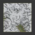 Detailed 3D Terrain Model With Snowy Mountains And Flowing River Landscape
