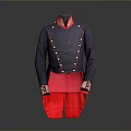 Classic Dark Blue Coat With Red Lining Gold Buttons And Decorative Cuffs