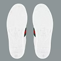 White Casual Sneakers With Red Green Stripes And Bee Emblem Design