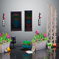 Modern Home Electronic Appliances Setup Featuring Speakers Flower Arrangements And Decor