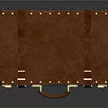 Vintage Brown Leather Suitcase With Metal Rivets Leather Straps And Golden Locks