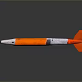 Military Missile With Orange White Body Red Tail Fins And Sharp Nose Design