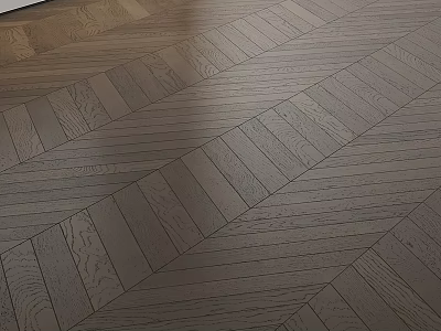Elegant Dark Oak Herringbone Wooden Flooring With Natural Wood Grain Texture 3d model