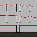 Different Colored Stanchion Ropes With Black Gold Posts On Wall And Floor