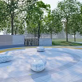 Park Landscape Design With Curved Paths Lush Trees And Circular Seating Areas