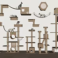Multi Level Wooden Cat Trees with Scratching Posts Condos and Play Platforms for Cats 3d model