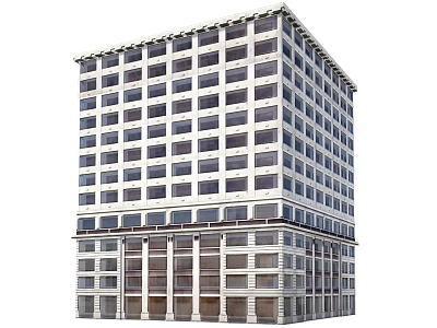 Modern Multi Storey Office Building Exterior With Many Windows And Classical Details 3d model