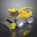Yellow Agricultural Harvester Machine With Large Tires And Cutting Device