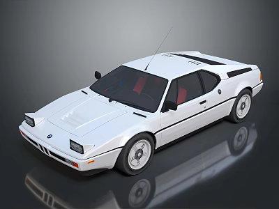 Classic White Sports Car With Red Interior Sleek Design And Black Wheels 3d model