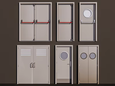Various Door Designs With Different Handles Windows And Vent Features 3d model