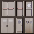 Various Door Designs With Different Handles Windows And Vent Features 3d model
