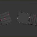 Gray Storage Boxes With Open Lid Red Symbols And Labels For Home Storage