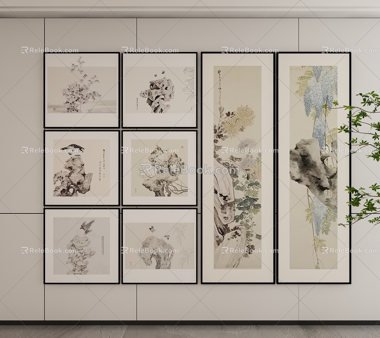 New Chinese Style Decorative Hanging Painting 3d model