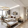 Bright Light Luxury Living And Dining Room Interior Design With Comfortable Sofas And Gorgeous Chandelier