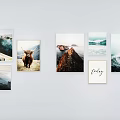 Gallery Wall Decor With Landscape Paintings Animal Art Ocean Waves And Friday Text