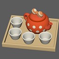 Cartoon Tableware Tea Set Teapot Cup 3d model