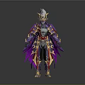 Armored Warrior with Purple Gold Red Spiked Armor and Flowing Cloak