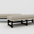 Minimalist Sofa Bench With Beige Cushion And Black Wooden Frame Design
