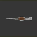 Handcrafted Axe Featuring Metal Head And Wooden Handle With Red Stripes Design