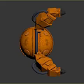 Orange Cosmic Spacecraft Probe With Mechanical Arms Robotic Structure And Surface Details 3d model