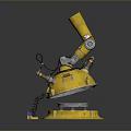 Yellow Mechanical Sci Fi Game Movie Character with Long Top Tube Round Base and Wires