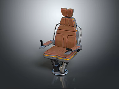 Brown Leather Recliner Chair With Stitched Design Metal Frame Headrest Armrest Lever And Round Base 3d model