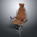 Brown Leather Recliner Chair With Stitched Design Metal Frame Headrest Armrest Lever And Round Base