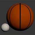 Premium Sports Equipment Including Orange Basketball With Black Lines And White Baseball