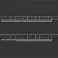 Suspended Construction Scaffolding Units With Metal Railings Platforms And Support Frames