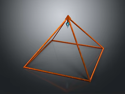 Orange Pyramid Furniture With Metal Frame Square Base And Hanging Ornament 3d model