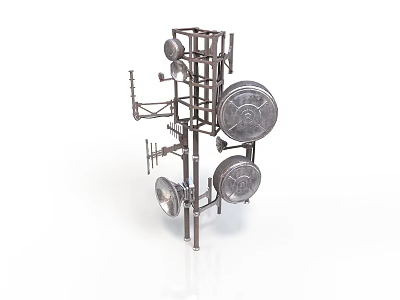 Complex Industrial Metal Framework Structure With Circular Plates And Support Brackets 3d model