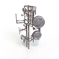 Complex Industrial Metal Framework Structure With Circular Plates And Support Brackets