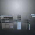 Modern Metallic Display Structures With Geometric Design And Reflective Surfaces