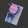 Cartoon Themed Inflatable Castle With Pink Purple Slide And Water Pool