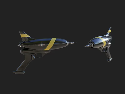 Modern Handheld Weapon Models With Black Body And Yellow Stripes Design 3d model