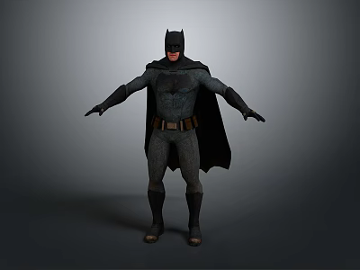 Batman Themed Superhero Costume With Cape Mask And Gray Utility Belt 3d model