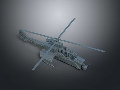 3D Rendered Military Helicopter Model With Detailed Rotor Blades And Gray Finish 3d model