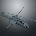 3D Rendered Military Helicopter Model With Detailed Rotor Blades And Gray Finish